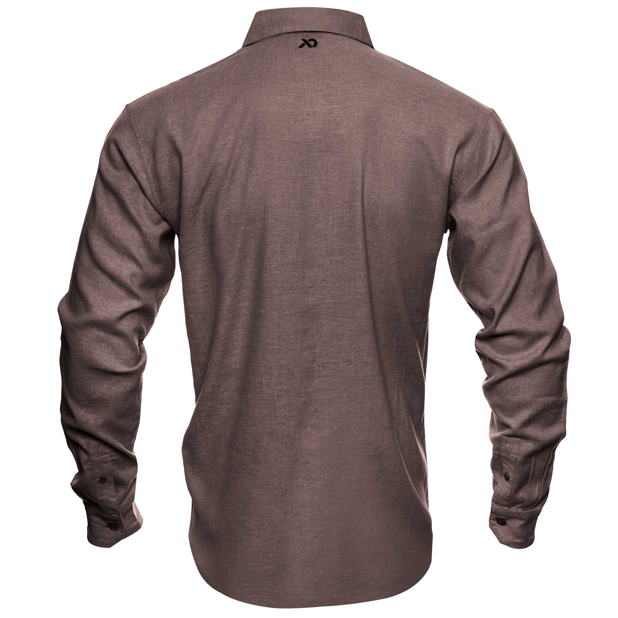 Brown long-sleeve shirt on a white background