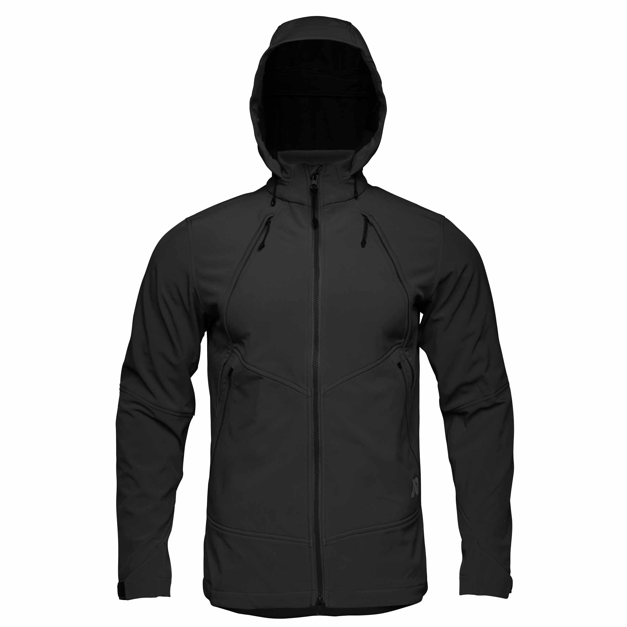Black hooded jacket on a white background