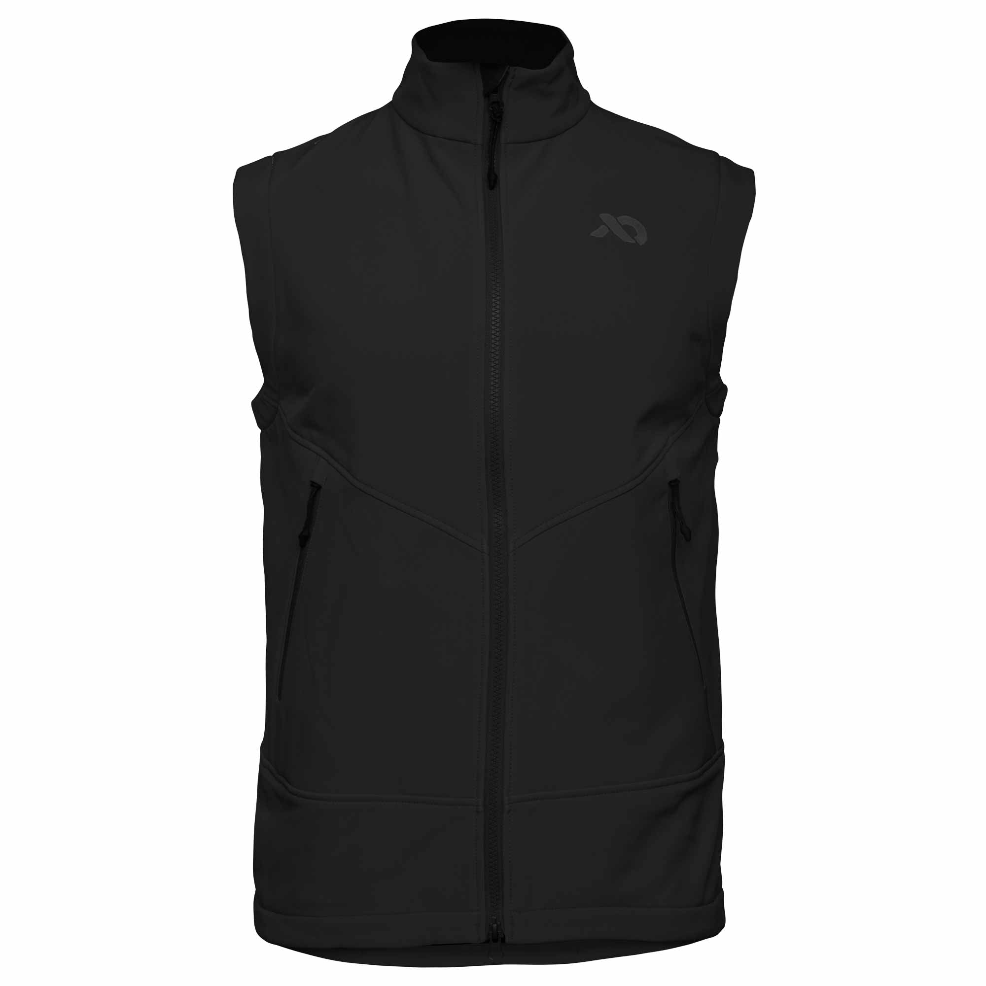 Black vest with a First Lite logo on a white background
