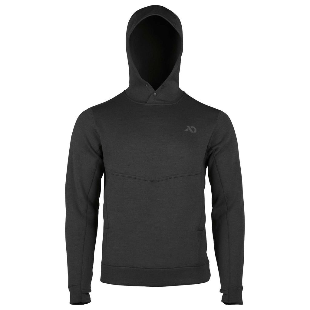 First Lite Furnace Hoody in black — heavyweight Merino-X (95% merino / 5% spandex)