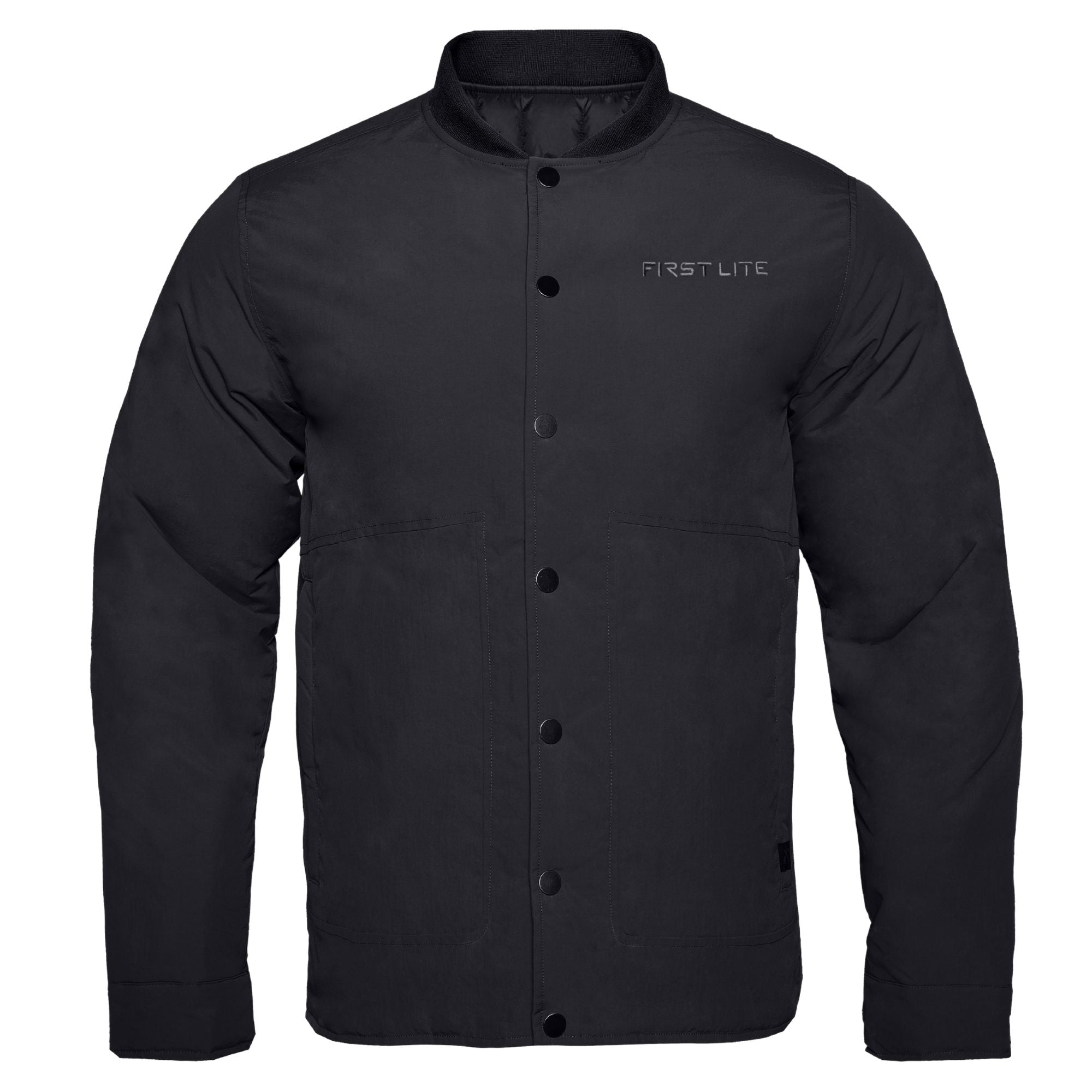 All Black chore coat featuring FIRST LITE  in the left chest