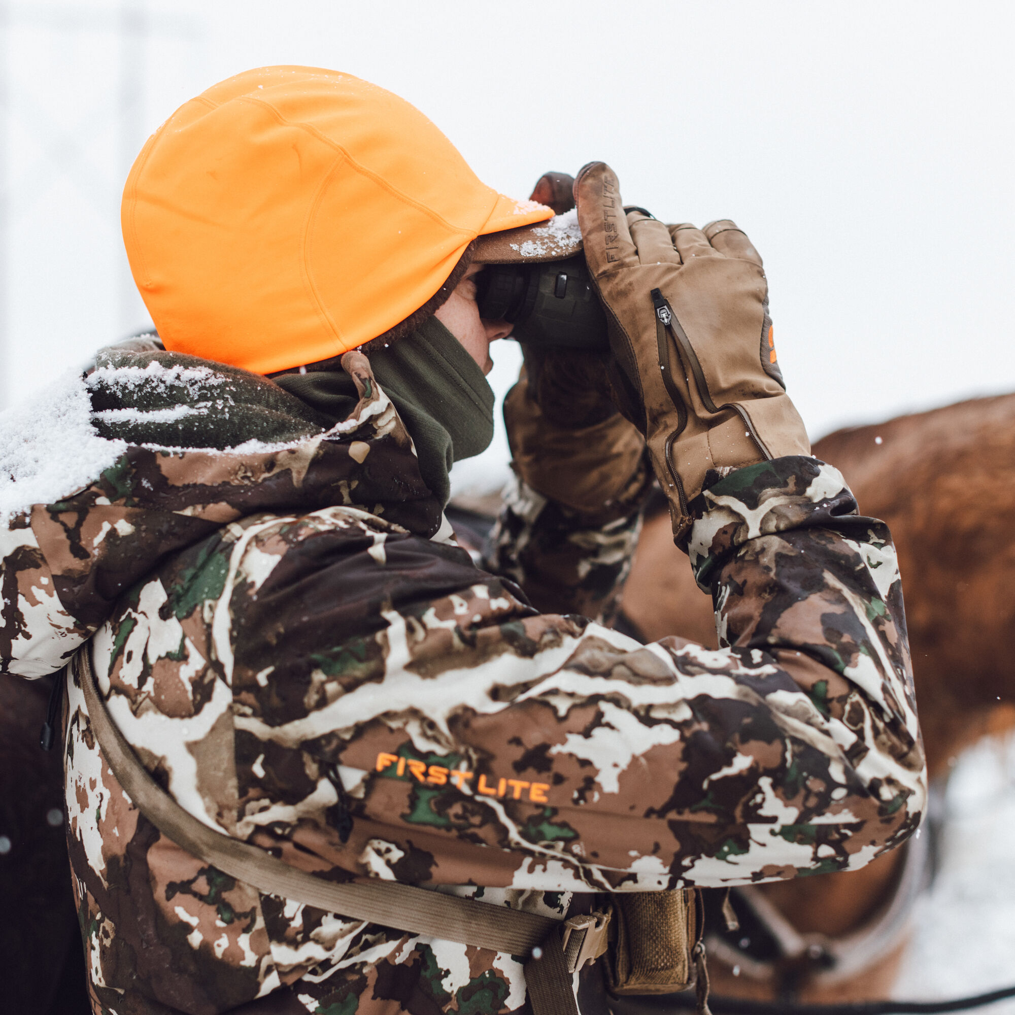 Camo beanie hat with clearance brim